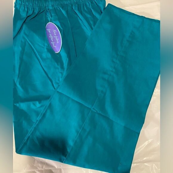 🔥Carols Scrubs Ladies Teal Blue Green Bottom only Size Large Drawstring pants - Picture 8 of 13